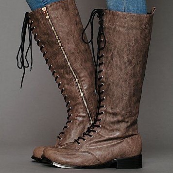 Free People Shoes - 🍂 Free People Tall Vegan Leather Lace Up Boots